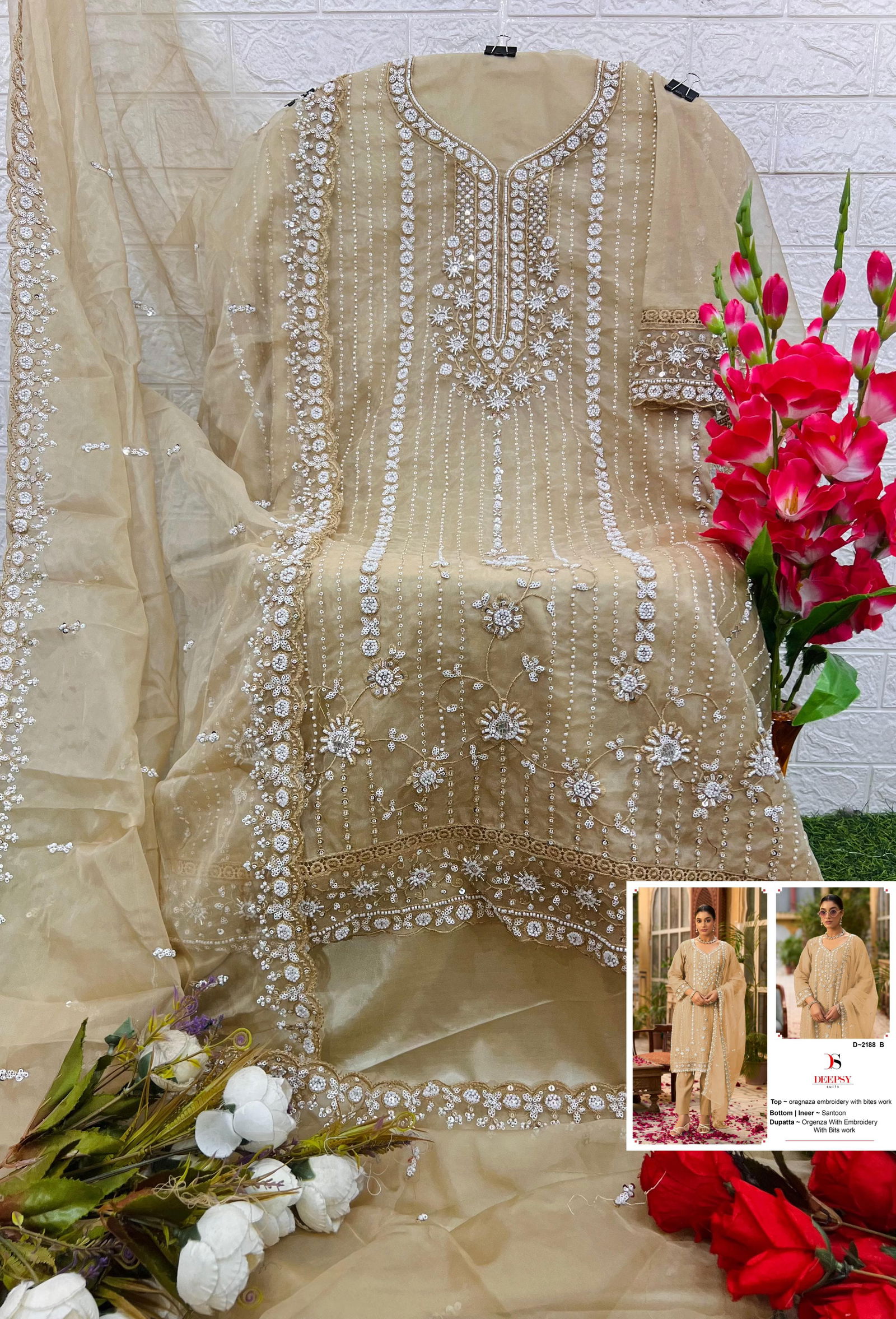 D 2188 A To D By Deepsy Organza Pakistani Suits Exporters In India